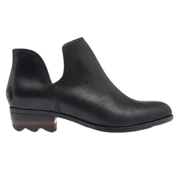 Sorel Lolla Black Leather Cut Out Ankle Booties - Picture 2 of 13